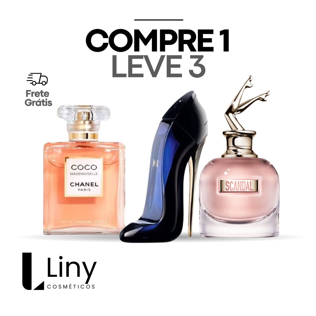 (Coco Chanel, Good Girl e Scandal Jean Paul) 3 femininos 100ml